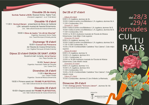 L’Ampolla presenta una setmana plena d’activitats culturals del 20 al 26 d’abril